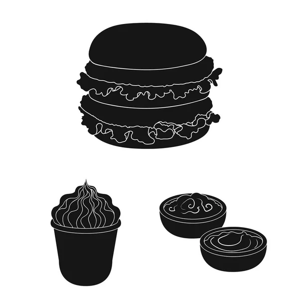 Fast food czarny ikony w kolekcja zestaw do projektowania. Żywności z półproduktów symbol web czas ilustracja wektorowa. — Wektor stockowy
