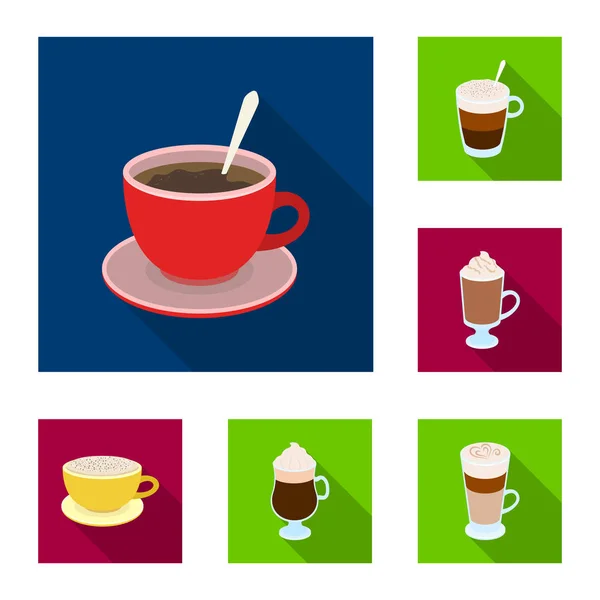 Diversi tipi di icone di caffè piatto in collezione set per il design. Caffè bevanda vettore simbolo stock web illustrazione . — Vettoriale Stock