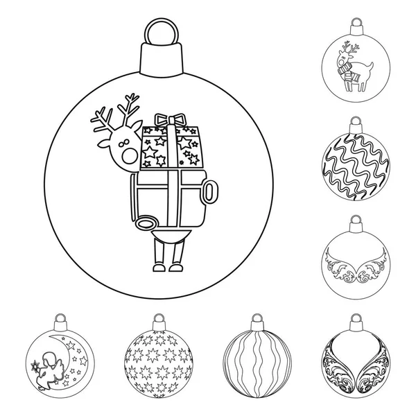 Kugeln zur Dekoration umreißen Symbole im Set Sammlung für design.christmas balls Vektor Symbol Stock Web Illustration. — Stockvektor