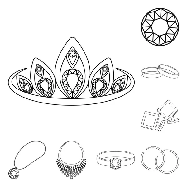 Gioielli e accessori delineano icone nella collezione set per il design.Decorazione vettoriale simbolo stock web illustrazione . — Vettoriale Stock