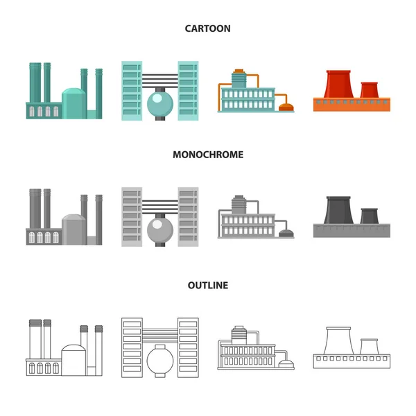 Industrie, production.Factory ensemble icônes de la collection dans la bande dessinée, contour, monochrome style vectoriel symbole illustration web . — Image vectorielle