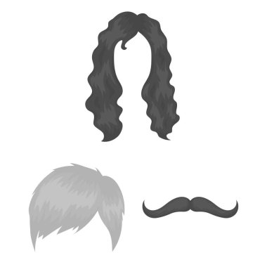 Bıyık ve sakal, saç modelleri tek renkli simgeler toplama tasarımı için ayarlayın. Şık saç kesimi vektör simge stok web çizimi.