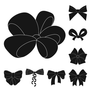 Çok renkli yay set koleksiyonu tasarım için simgeler siyah. Dekorasyon vektör simge stok web çizim için yay.