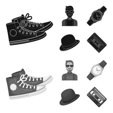 Yenilikçi, moda, Stil, alt kültür. Hippi tarzı toplama simgeler siyah, tek renkli stil vektör simge stok çizim web içinde ayarla..