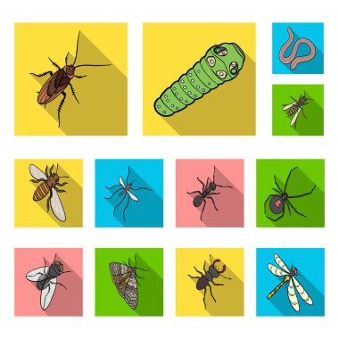 Çeşitli böcekler set koleksiyonu tasarım için simgeleri düz. Böcek Eklem bacaklılar vektör izometrik sembol stok web çizimi.