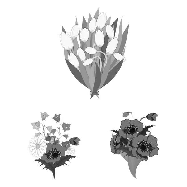 Un mazzo di fiori freschi icone monocromatiche in collezione set per il design. Vari bouquet vettoriale simbolo stock web illustrazione . — Vettoriale Stock