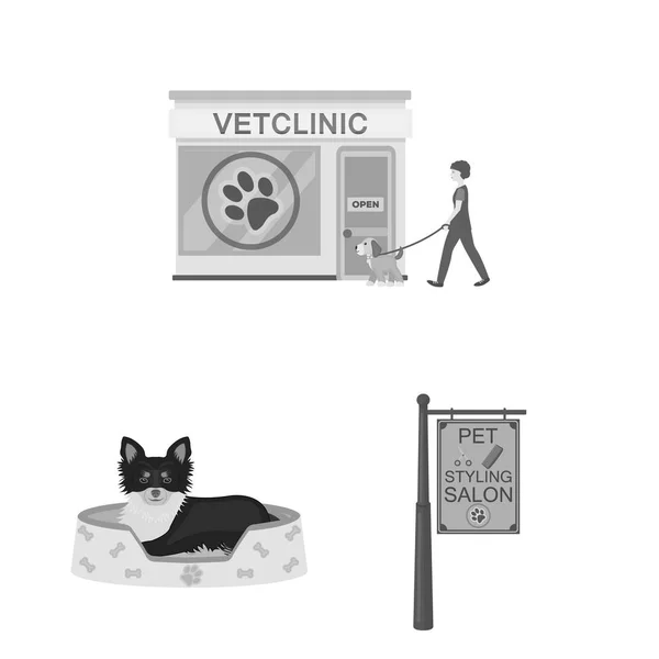 Ícones monocromáticos de animais de estimação na coleção de conjuntos para design. Cuidados e educação símbolo vetor web ilustração . —  Vetores de Stock