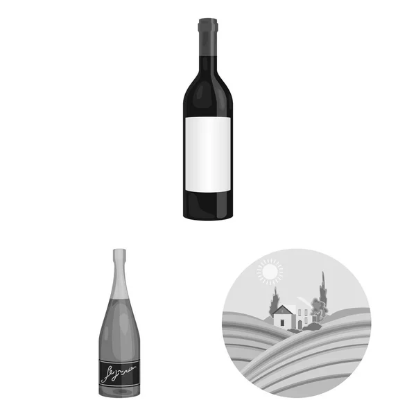 Produtos de vinho ícones monocromáticos na coleção de conjuntos para design. Equipamento e produção de vetor de vinho símbolo estojo web ilustração . — Vetor de Stock