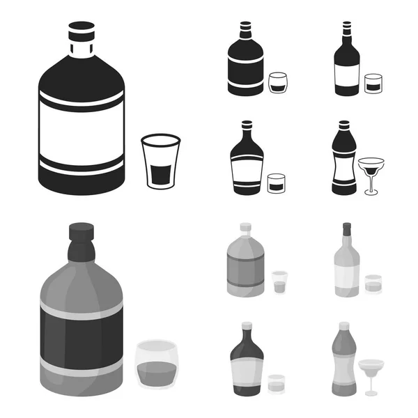 Whisky, alkohol, rum, wermut. Alkohol zestaw kolekcji ikon w czarny, monochromatyczne styl wektor symbol ilustracji w sieci web. — Wektor stockowy
