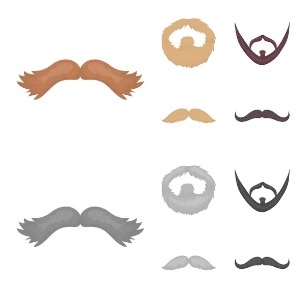 Mustache y barba, peinados de dibujos animados, iconos monocromáticos en la colección de conjuntos para el diseño. Elegante corte de pelo vector símbolo stock web ilustración . — Archivo Imágenes Vectoriales