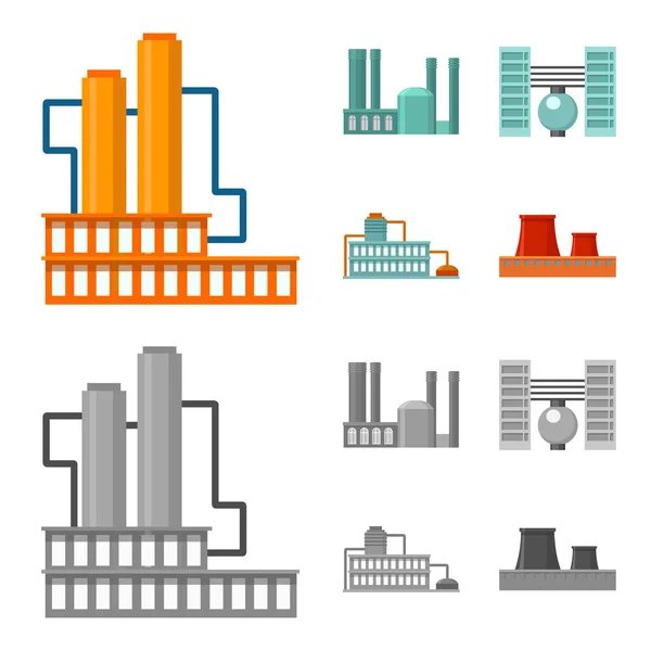 Indústria, production.Factory conjunto coleção ícones em desenhos animados, estilo monocromático símbolo vetorial estoque ilustração web . — Vetor de Stock