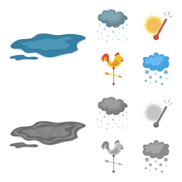 Дождь, снег, жара, флюгер. The weather set collection icons in cartoon, monochrome style vector symbol stock illustration web . — стоковый вектор