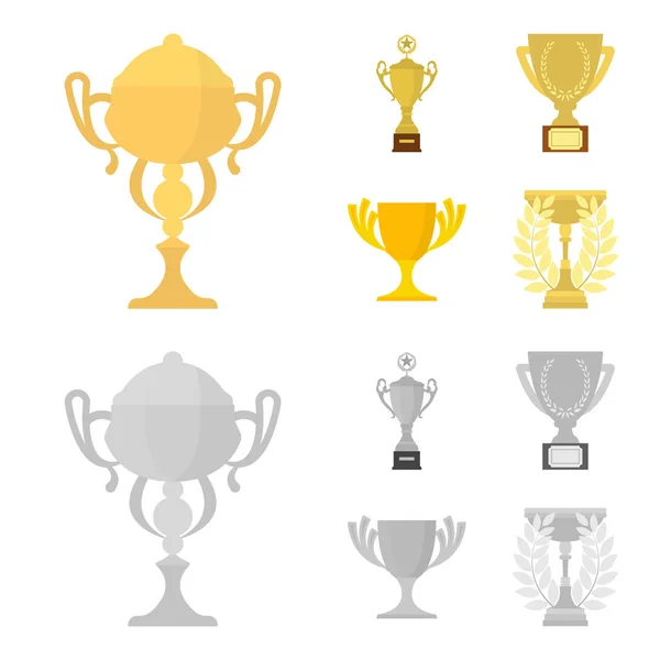 Dibujos animados Copa de Oro, iconos monocromáticos en la colección de conjuntos para el diseño. Ganadores Copa vector símbolo stock web ilustración . — Vector de stock