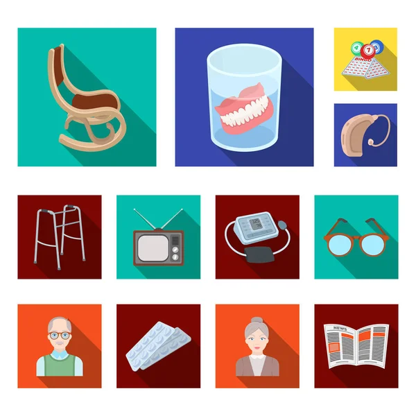 Human old age flat icons in set collection for design. Pensioner, period of life vector symbol stock web illustration. — Stock Illustration Human old age flat icons in set collection for design. Pensioner, period of life vector symbol stock web illustration. Vector Graphics