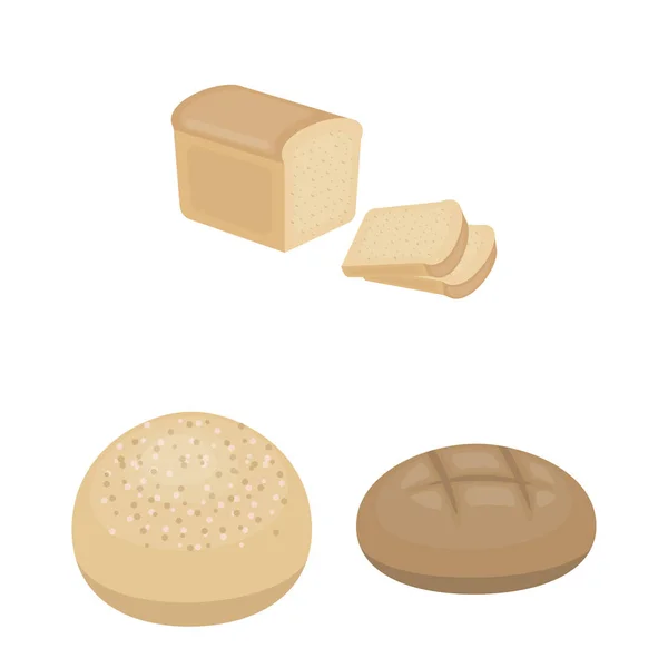 Types d'icônes de bande dessinée de pain dans la collection de jeu pour la conception. Produits de boulangerie symbole vectoriel stock illustration web . — Image vectorielle