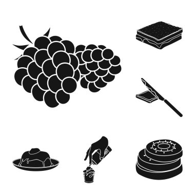 Set koleksiyonu tasarım için tatlı kokulu siyah simgeler. Sembol stok web illüstrasyon vektör yiyecek ve tatlılık.