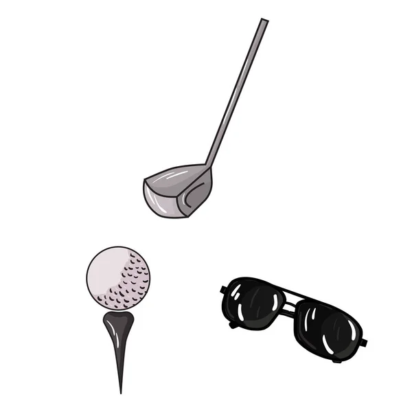 Golfe e atributos ícones de desenhos animados na coleção de conjuntos para design.Golf Club e equipamentos símbolo vetorial ilustração web estoque . — Vetor de Stock
