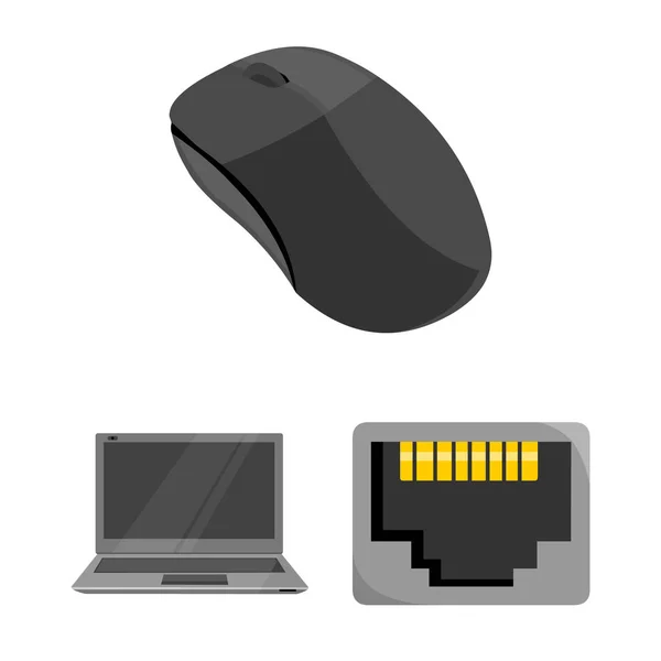 Iconos de dibujos animados de computadora personal en la colección de conjuntos para el diseño. Equipo y accesorios vector símbolo stock web ilustración . — Vector de stock