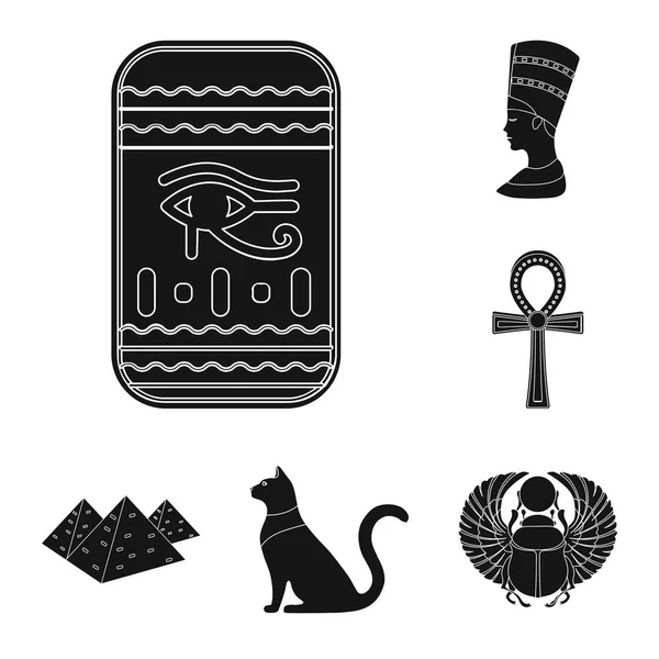 Alte ägyptische schwarze Ikonen in Set-Kollektion für Design. die Herrschaft des Pharao Vektor Symbol Stock Web Illustration. — Stockvektor