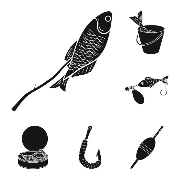 Рыбалка и отдых в коллекциях для дизайна. Снасти для веб-иллюстрации векторных символов рыбалки . — стоковый вектор