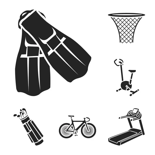 Diversi tipi di sport icone nere nella collezione set per il design. Sport attrezzature vettore simbolo stock web illustrazione . — Vettoriale Stock