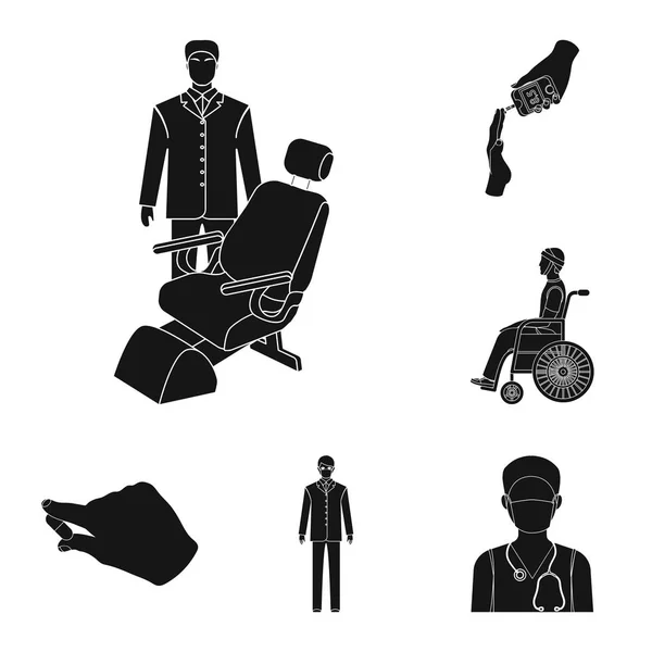 Medicine and treatment black icons in set collection for design.Hospital and equipment vector symbol stock web illustration. — Stock Vector