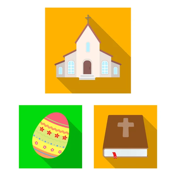 Páscoa é um feriado cristão ícones planos na coleção de conjuntos de design. Atributos de Páscoa símbolo vetorial ilustração web . — Vetor de Stock