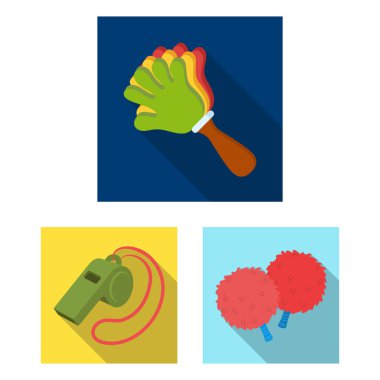 Düz set koleksiyonu tasarım için simgeleri fan ve öznitelikleri. Spor Fan vektör simge stok web çizimi.