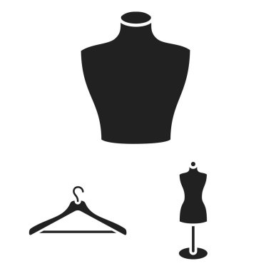 Atelier ve set koleksiyonu tasarım için dikiş siyah simgeler. Dikiş vektör için cihazlar ve hisse senedi web illüstrasyon simge.