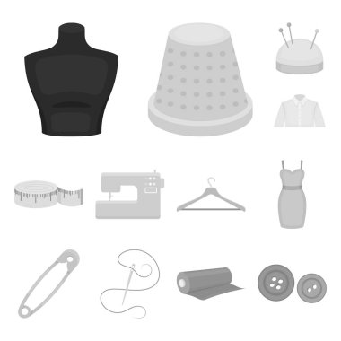 Atelier ve dikiş tek renkli simgeler set koleksiyonu tasarım için. Dikiş vektör için cihazlar ve hisse senedi web illüstrasyon simge.