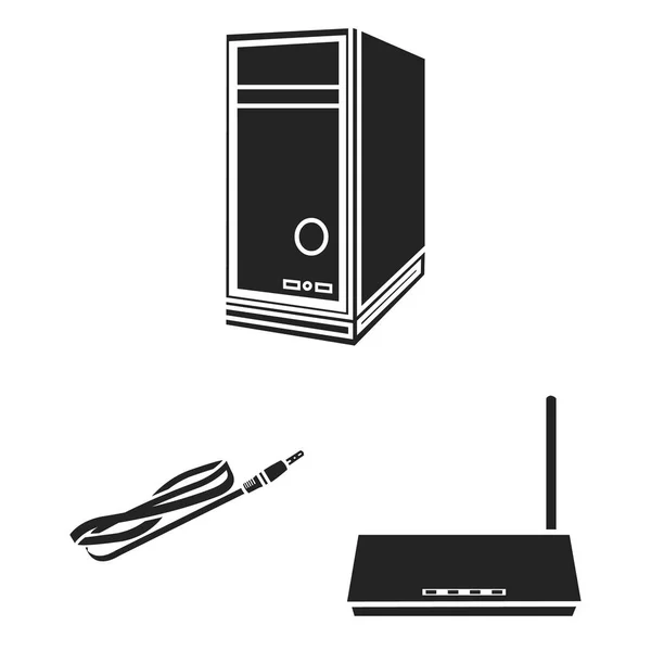 Personal Computer schwarze Icons in Set-Kollektion für Design. Ausrüstung und Zubehör Vektor Symbol Stock Web Illustration. — Stockvektor