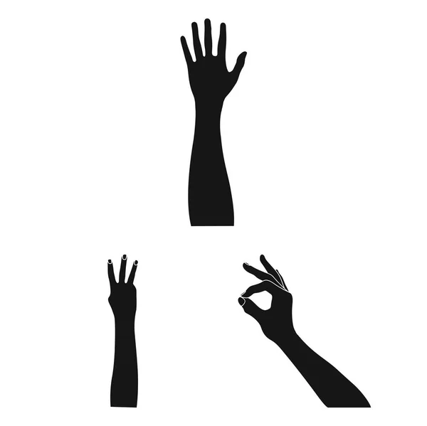Gestos e seu significado ícones pretos na coleção de conjuntos para design.Emotional parte da comunicação símbolo vetorial web ilustração . — Vetor de Stock