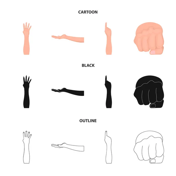 Sign Language Мультфільм, чорні, контурні піктограми в наборі для дизайну. Емоційна частина комунікації Векторний символ стокової веб-ілюстрації . — стоковий вектор