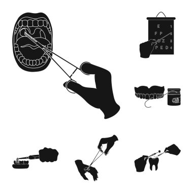 Manipülasyon ellerinizle siyah set koleksiyonu tasarım için simgeler. El hareketi tıp vektör simge stok web çizimde.