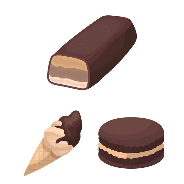 Set koleksiyonu tasarım için çikolata tatlı karikatür simgeler. Çikolata ve şekerleme vektör simgesi web illüstrasyon stok. — Stok Vektör