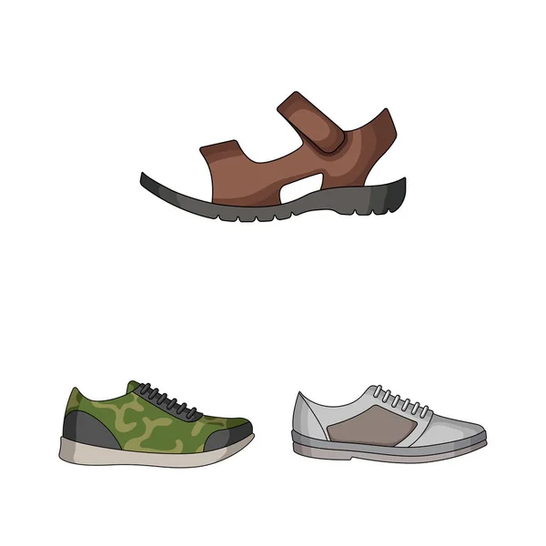 Ícones de desenhos animados de sapatos diferentes na coleção de conjuntos para design. Homens e mulheres sapatos símbolo vetorial web ilustração . — Vetor de Stock