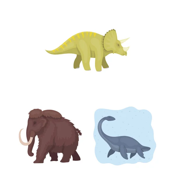 Différents dinosaures icônes de dessin animé dans la collection de jeu pour le design. Illustration de la toile du symbole vecteur animal préhistorique . — Image vectorielle