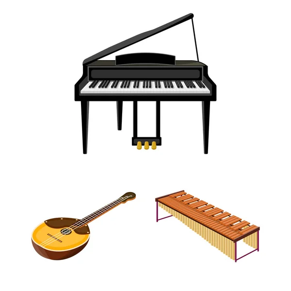 Musikinstrument tecknad ikoner i set insamling för design. Sträng- och blåsinstrument isometrisk vektor symbol stock web illustration. — Stock vektor