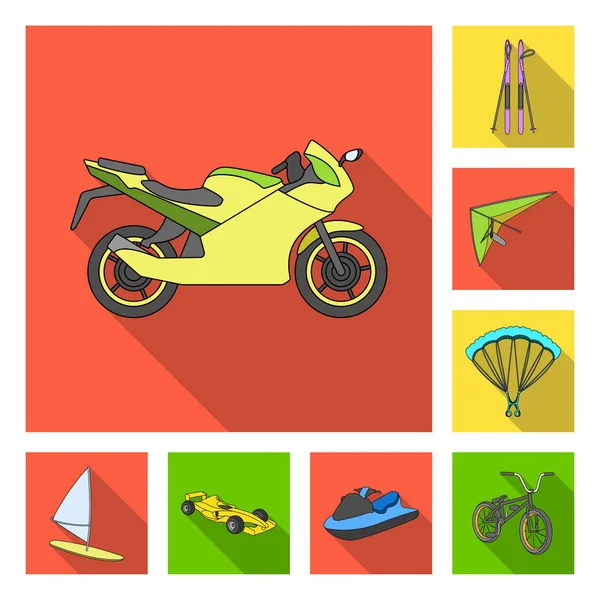 Extreme sport flat icons in set collection for design.Different kinds of sports vector symbol stock web illustration. — Stock Vector