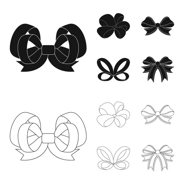 Ornamentali, frippery, raffineria e altre icone web in nero, contorno style.Bow, nastro, decorazione, icone in collezione set . — Vettoriale Stock