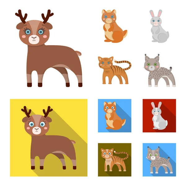 Tiere, häusliche, wilde und andere Web-Ikone im Cartoon, flachen Stil. Zoo, Spielzeug, Kinder, Symbole in Set-Kollektion. — Stockvektor