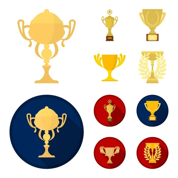 Gold Cup Cartoon Flat Icons Set Collection Design Winners Cup — Stock Vector