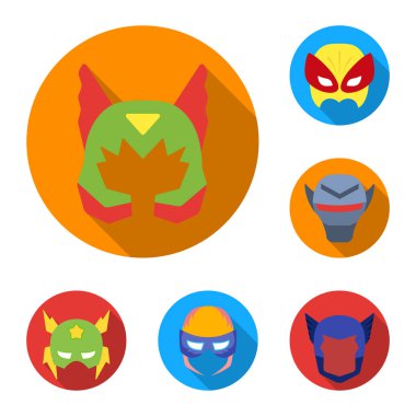 Karnaval maskesi set koleksiyonu tasarım için düz simgeler. Göz ve yüz vektör simge stok web illüstrasyon maske.