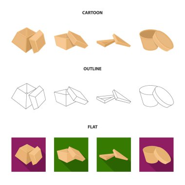 Dava, kabuk, çerçeve ve diğer web simgesi karikatür, anahat, stil düz. Kutusu, konteyner, paket, küme koleksiyon simgeler.