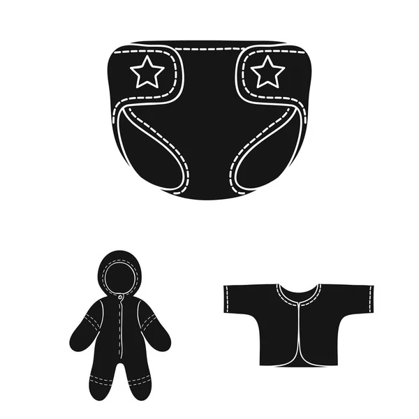Nacimiento de un bebé iconos negros en la colección de conjuntos para el diseño. Recién nacido y accesorios vector símbolo stock web ilustración . — Vector de stock