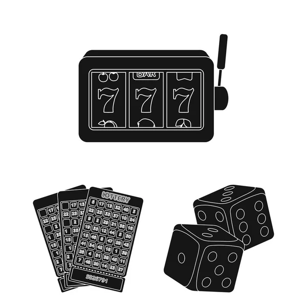 Cassino e jogos de azar ícones pretos na coleção de conjuntos para design. Casino e equipamentos símbolo vetorial ilustração web estoque . —  Vetores de Stock