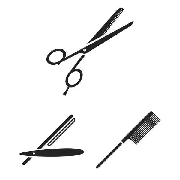 Cabeleireiro e ferramentas ícones pretos na coleção de conjuntos para design.Profissão cabeleireiro vetor símbolo estoque web ilustração . — Vetor de Stock