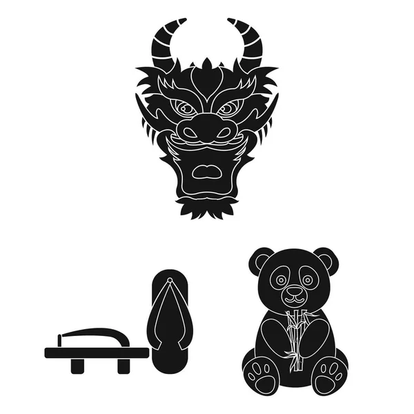 País Japón iconos negros en la colección de conjuntos para design.Japan y símbolo de vector hito stock ilustración web . — Archivo Imágenes Vectoriales
