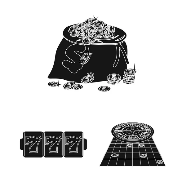 Casino y el equipo negro iconos en la colección de conjuntos para el diseño. Juegos de azar y dinero vector símbolo stock web ilustración . — Archivo Imágenes Vectoriales