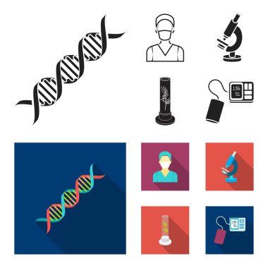 Tüp bebek bitki, Hemşire, mikroskop, tonometer. İlaç toplama simgeler siyah, düz stil vektör simge stok çizim web içinde ayarla..